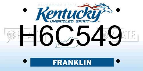 H6C549 Kentucky License Plate