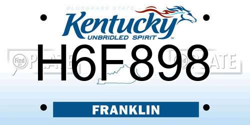 H6F898 Kentucky License Plate