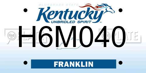 H6M040 Kentucky License Plate