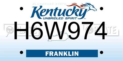 H6W974 Kentucky License Plate