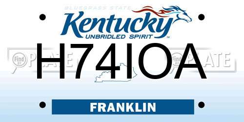 H74IOA Kentucky License Plate