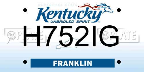 H752IG Kentucky License Plate