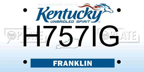 H757IG Kentucky License Plate
