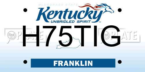 H75TIG Kentucky License Plate