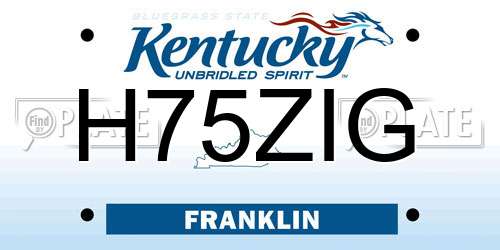 H75ZIG Kentucky License Plate