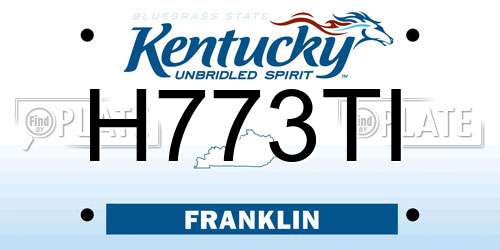 H773TI Kentucky License Plate