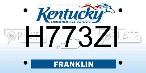 H773ZI Kentucky License Plate