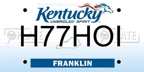 H77HOI Kentucky License Plate