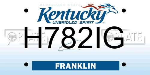 H782IG Kentucky License Plate