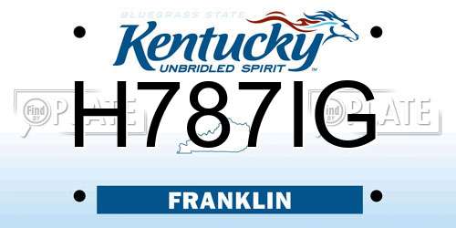 H787IG Kentucky License Plate