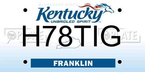 H78TIG Kentucky License Plate