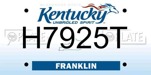 H7925T Kentucky License Plate