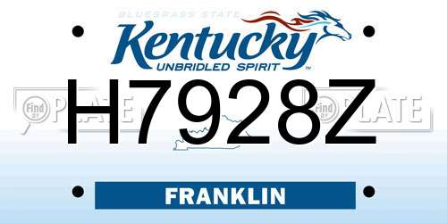 H7928Z Kentucky License Plate