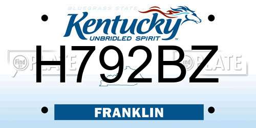 H792BZ Kentucky License Plate