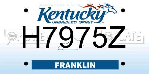 H7975Z Kentucky License Plate