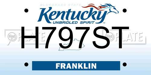 H797ST Kentucky License Plate