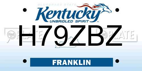 H79ZBZ Kentucky License Plate