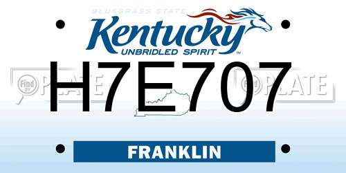 H7E707 Kentucky License Plate