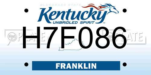 H7F086 Kentucky License Plate