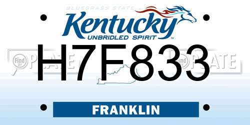 H7F833 Kentucky License Plate
