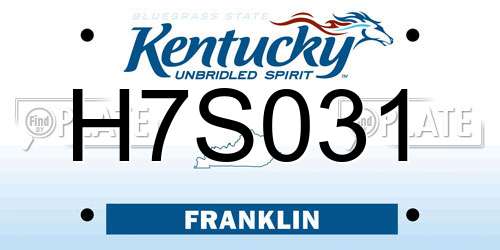 H7S031 Kentucky License Plate