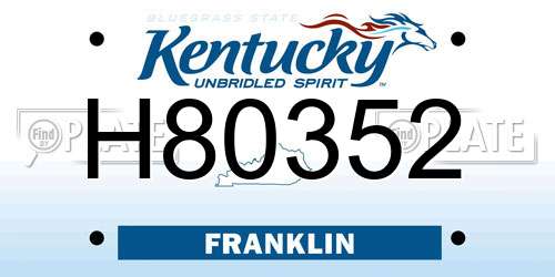 H80352 Kentucky License Plate