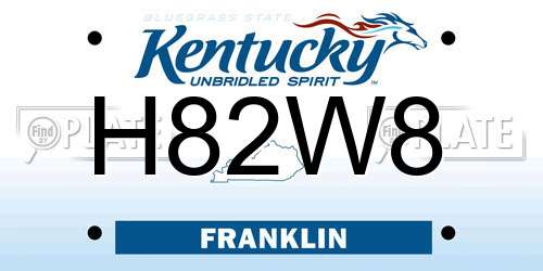 H82W8 Kentucky License Plate