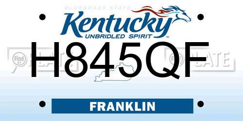 H845QF Kentucky License Plate