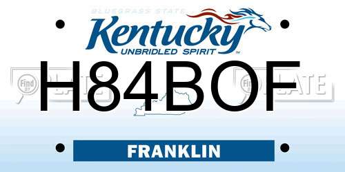 H84BOF Kentucky License Plate