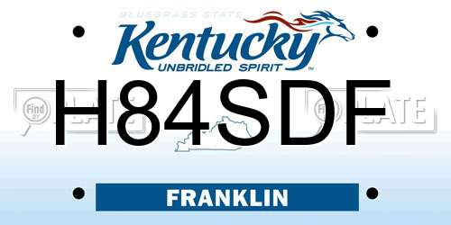H84SDF Kentucky License Plate