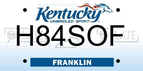 H84SOF Kentucky License Plate