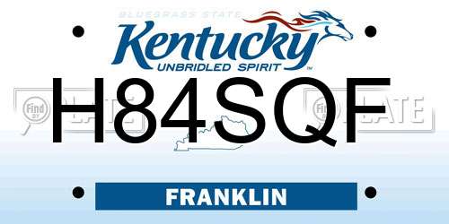 H84SQF Kentucky License Plate