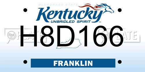 H8D166 Kentucky License Plate