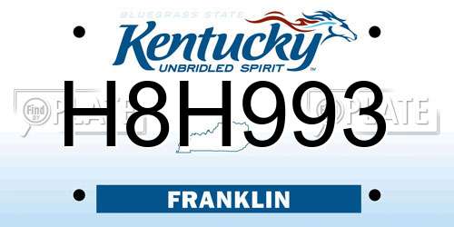 H8H993 Kentucky License Plate