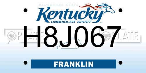 H8J067 Kentucky License Plate