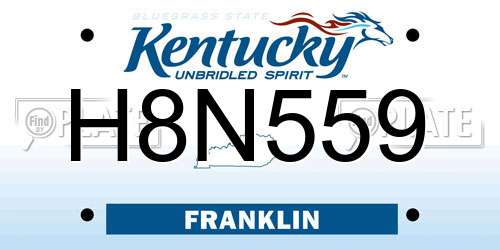 H8N559 Kentucky License Plate