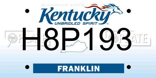 H8P193 Kentucky License Plate