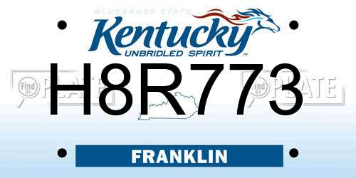 H8R773 Kentucky License Plate