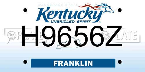 H9656Z Kentucky License Plate