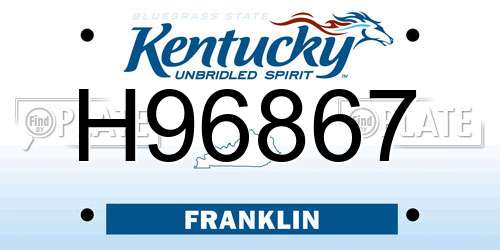 H96867 Kentucky License Plate