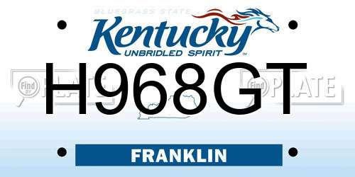 H968GT Kentucky License Plate