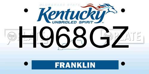 H968GZ Kentucky License Plate