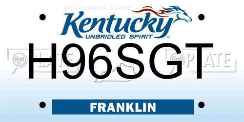 H96SGT Kentucky License Plate