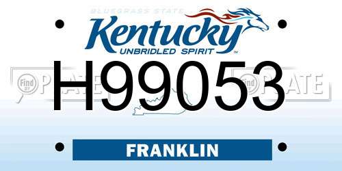 H99053 Kentucky License Plate