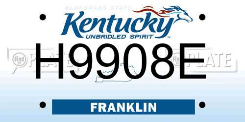 H9908E Kentucky License Plate