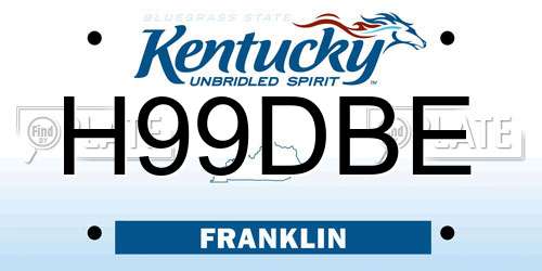 H99DBE Kentucky License Plate