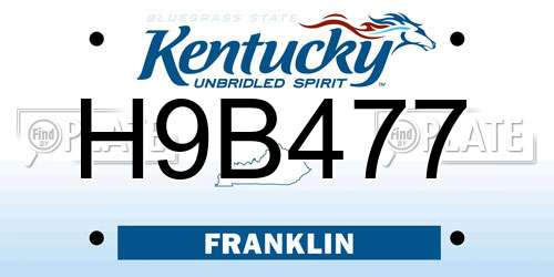 H9B477 Kentucky License Plate