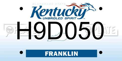 H9D050 Kentucky License Plate