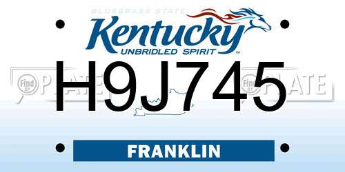 H9J745 Kentucky License Plate