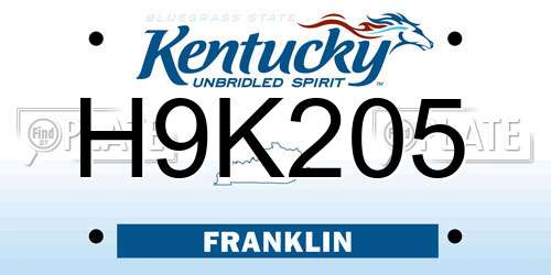 H9K205 Kentucky License Plate